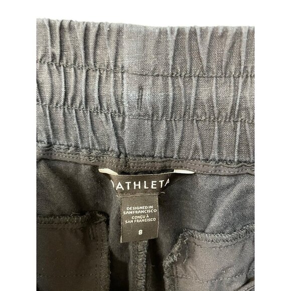 Athleta Cabo Linen Jogger Pants Black Distressed Women’s Size 8 - Picture 3 of 5